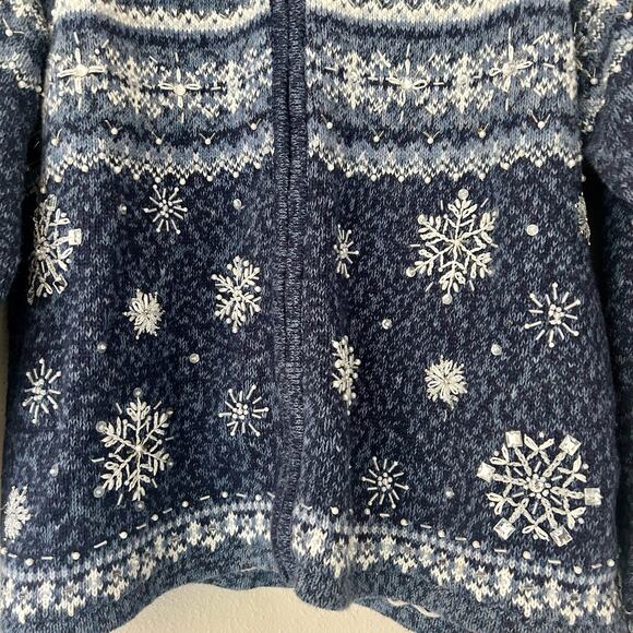 Vintage Tiara International beaded snowflake ugly sweater winter holiday Y2K  L - Picture 5 of 13